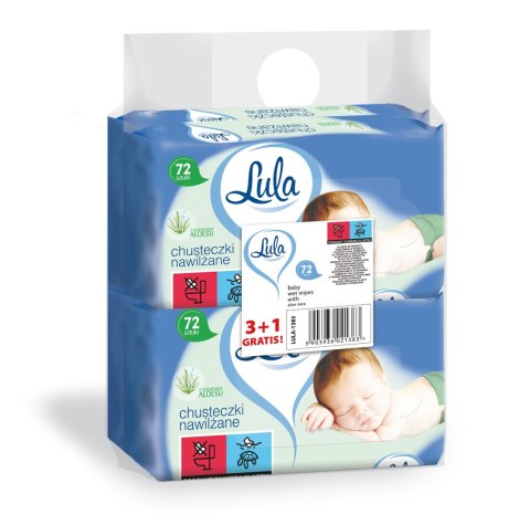 STELLA LULA Chusteczki nawilżane z ALOESEM 1op.-72szt 3op. + 1op. gratis