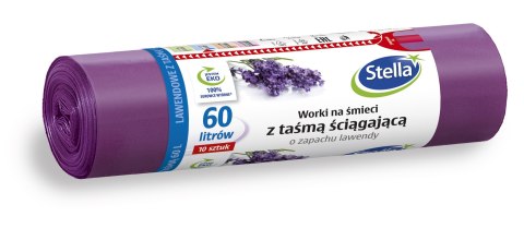 STELLA STELLA Worki na śmieci z taśmą ściągającą - zapach LAWENDY 60L 1op.-10szt.