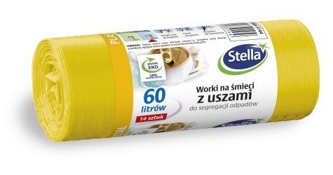 STELLA STELLA Worki z uszami do segregacji odpadów METAL PLASTIK 60L żółte 1op.-14szt.
