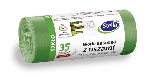 STELLA STELLA Worki z uszami do segregacji odpadów SZKŁO 35L zielone 1op.-20szt.