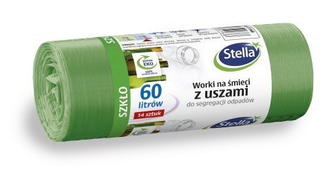 STELLA STELLA Worki z uszami do segregacji odpadów SZKŁO 60L zielone 1op.-14szt.