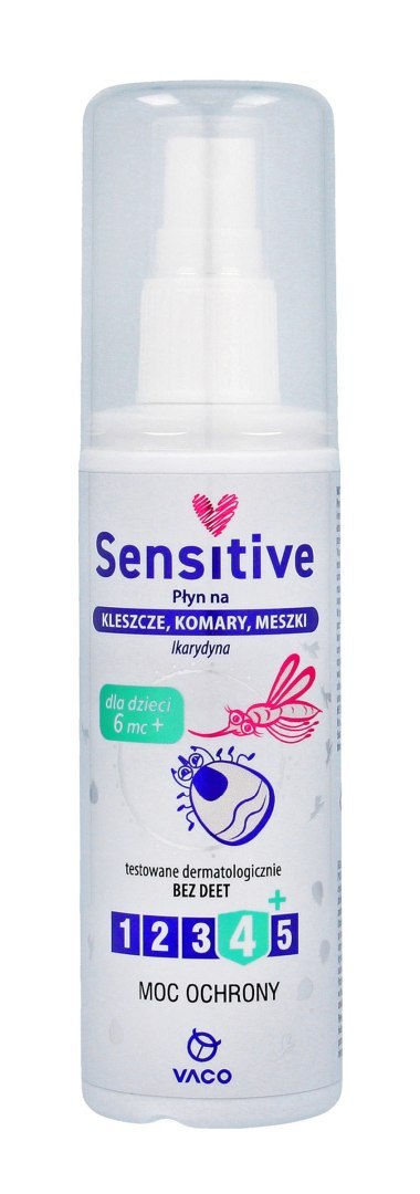 VACO VACO Sensitive Płyn na kleszcze,komary,meszki - Ikarydyna 10% (od 6-go miesiąca życia) 80ml