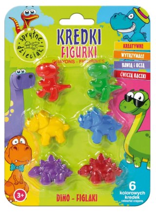 CHLAPU CHLAP SPRYTNE DZIECIAKI Kolorowe Kredki Figurki - Dino Figlaki 1op.-6szt