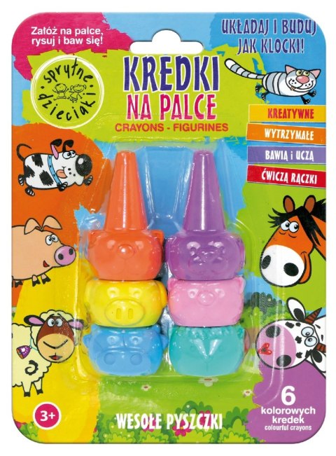 CHLAPU CHLAP SPRYTNE DZIECIAKI Kolorowe Kredki na palce - Wesołe Pyszczki 1op.-6szt