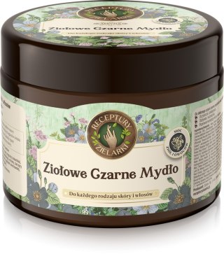 ELFA II RECEPTURY ZIELARKI Skarby Polne Ziołowe Czarne Mydło do każdego rodzaju skóry i włosów 300ml