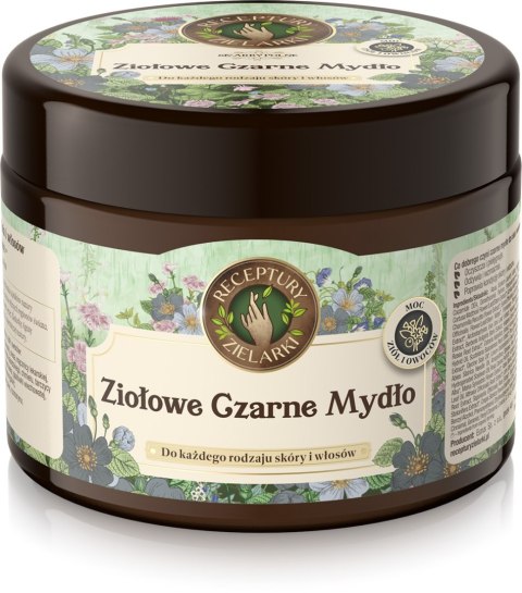 ELFA II RECEPTURY ZIELARKI Skarby Polne Ziołowe Czarne Mydło do każdego rodzaju skóry i włosów 300ml