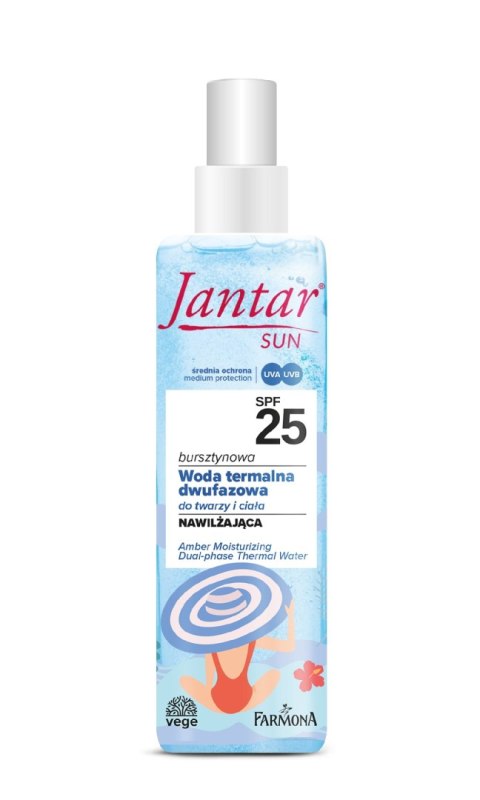 FARMONA JANTAR Sun Bursztynowa woda termalna dwufazowa do twarzy i ciała SPF 25 nawilżająca 200 ml