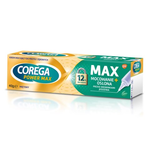 GSK COREGA Power Max Krem mocujący do protez zębowych Max Mocowanie+Osłona - miętowy 40g