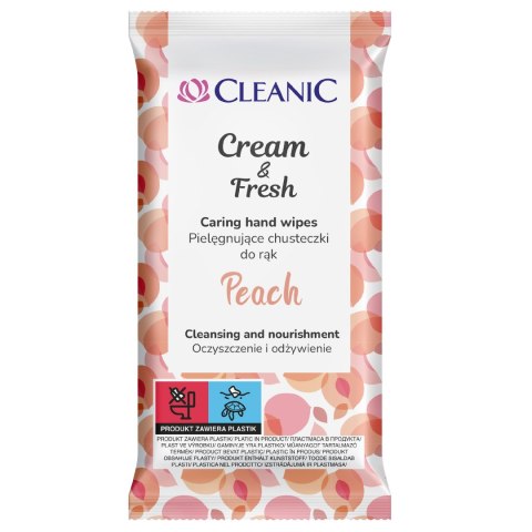 HARPER CLEANIC Pielęgnujące Chusteczki do rąk Cream & Fresh - Peach 1op-15szt