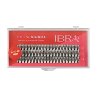 IBRA IBRA Kępki rzęs EXTRA DOUBLE skręt C-0.10 - Mix (8,10 i 12mm) 1op.