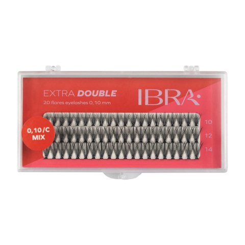 IBRA IBRA Kępki rzęs EXTRA DOUBLE skręt C-0.10 - Mix (8,10 i 12mm) 1op.