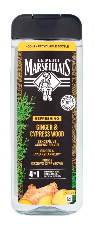 JOHNSON Le Petit Marseillais Żel pod prysznic 4w1 dla mężczyzn Imbir & Drzewo Cyprysowe 400ml