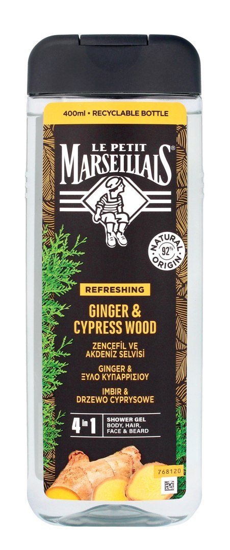 JOHNSON Le Petit Marseillais Żel pod prysznic 4w1 dla mężczyzn Imbir & Drzewo Cyprysowe 400ml