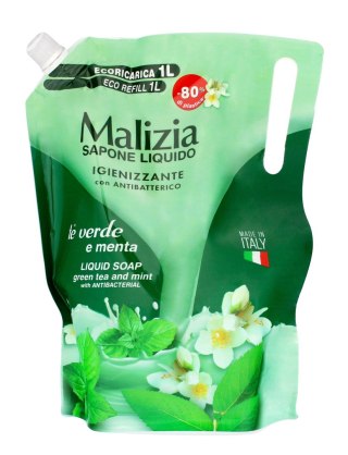 MALIZJA MALIZIA Mydło w płynie antybakteryjne Green Tea & Mint - zapas 1000 ml