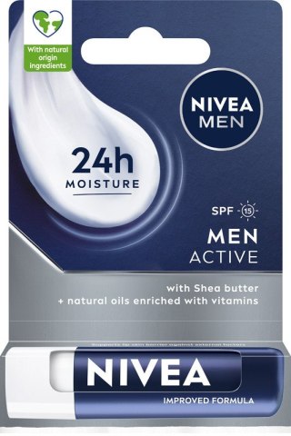 NIVEA NIVEA MEN Active Pomadka do ust z masłem shea SPF 15 4.8 g