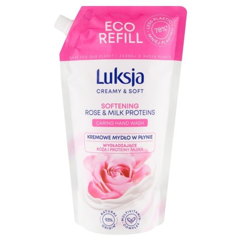 SARANTIS LUKSJA Creamy & Soft Kremowe Wygładzające Mydło w płynie Róża i Proteiny Mleka - zapas 900ml