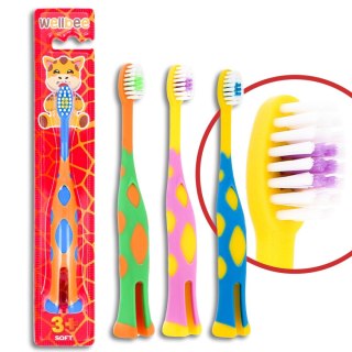 WELLBEE WELLBEE Szczoteczka dla dzieci KIDS(3+) Soft (blister) stojąca - mix kolorów 1szt