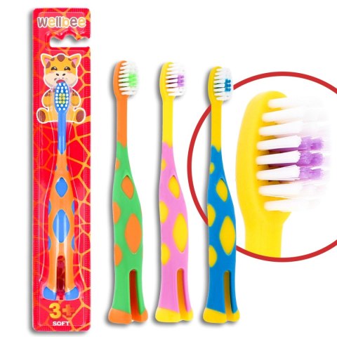 WELLBEE WELLBEE Szczoteczka dla dzieci KIDS(3+) Soft (blister) stojąca - mix kolorów 1szt