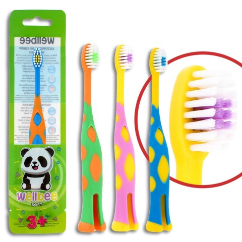 WELLBEE WELLBEE Szczoteczka dla dzieci KIDS(3+) Travel Soft (folia) - mix kolorów 1szt