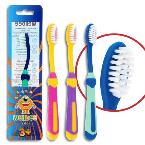 WELLBEE WELLBEE Szczoteczka do zębów dla dzieci KIDS(3+) Soft - mix kolorów 1szt