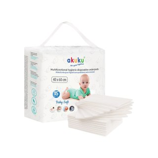 AKUKU AKUKU Podkłady jednorazowe do przewijania niemowląt Baby Soft 40x60 cm (a0500) 1 op. - 15 szt.