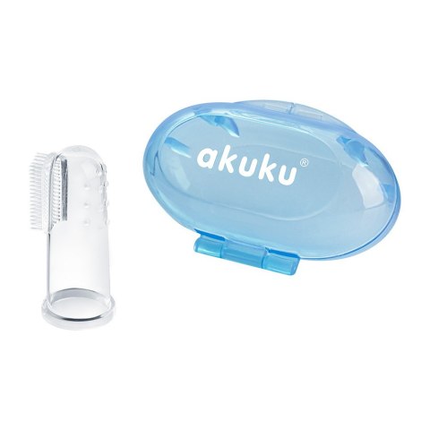 AKUKU AKUKU Szczoteczka do zębów dla niemowląt silikonowa na palec w etui niebieskim (a0263)