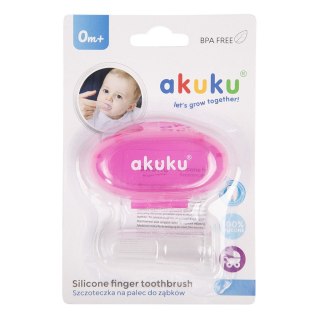AKUKU AKUKU Szczoteczka do zębów dla niemowląt silikonowa na palec w etui różowym (a0265)