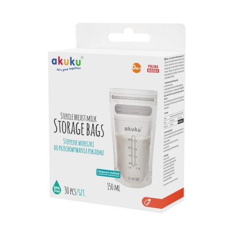 AKUKU AKUKU Woreczki sterylne do przechowywania pokarmu (a0011) 150 ml 1 op. - 30 szt.