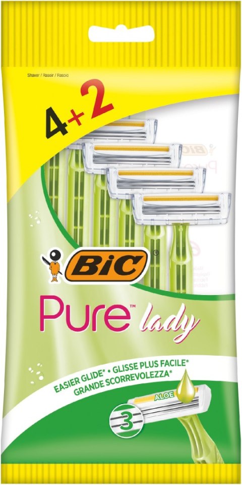 BIC BIC Maszynka do golenia dla kobiet 3 ostrzowa Pure Lady 1op -6szt (4+2 gratis)