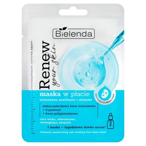 BIELENDA BIELENDA Renew Your Skin Maska w płacie - intensywne nawilżenie i ukojenie 17 g