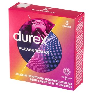 DUREX DUREX Pleasuremax Prezerwatywy z prążkami i wypustkami 1 op.- 3 sztuki