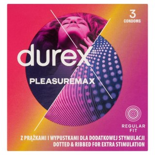 DUREX DUREX Pleasuremax Prezerwatywy z prążkami i wypustkami 1 op.- 3 sztuki