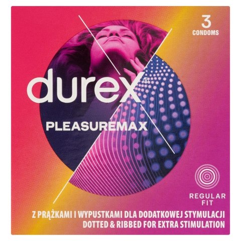 DUREX DUREX Pleasuremax Prezerwatywy z prążkami i wypustkami 1 op.- 3 sztuki