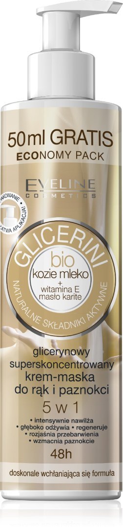 EVELINE EVELINE Bio Kozie Mleko Glicerynowy superskoncentrowany krem - maska do rąk i paznokci 5 W 1 245 ml