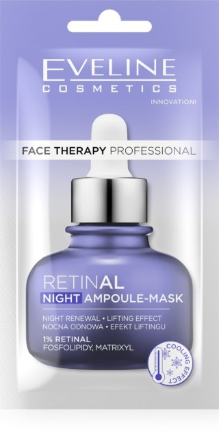 EVELINE EVELINE Face Therapy Professional Maska-ampułka liftingująca - nocna odnowa z 1% Retinalem 8 ml