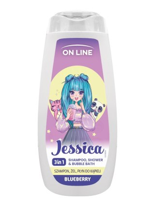 FORTE SWEEDEN ON LINE KIDS Jessica 3w1 Szampon, żel, płyn do kąpieli - Blueberry 400 ml