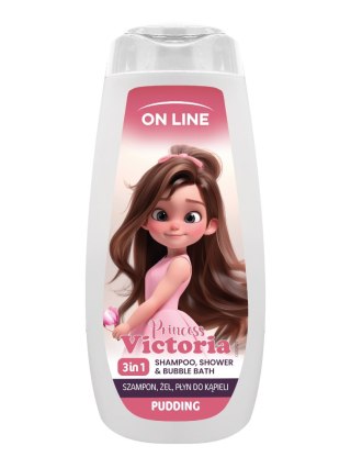 FORTE SWEEDEN ON LINE KIDS Princess Victoria 3w1 Szampon, żel, płyn do kąpieli - Pudding 400 ml