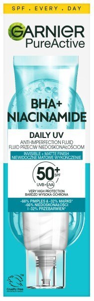 GARNIER GARNIER Pure Active Fluid przeciw niedoskonałościom BHA + Niacynamide Daily UV SPF50+ 40ml