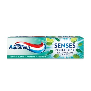 GSK AQUAFRESH Senses Revitalising Pasta do zębów z Eukaliptusem, Miętą i Limonką 75 ml - termin 01.2027