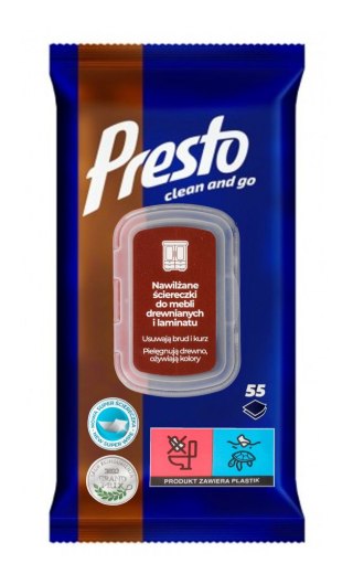 HARPER PRESTO Clean and Go Ściereczki nawilżane do mebli drewnianych i laminatu 1 op. - 55 szt.