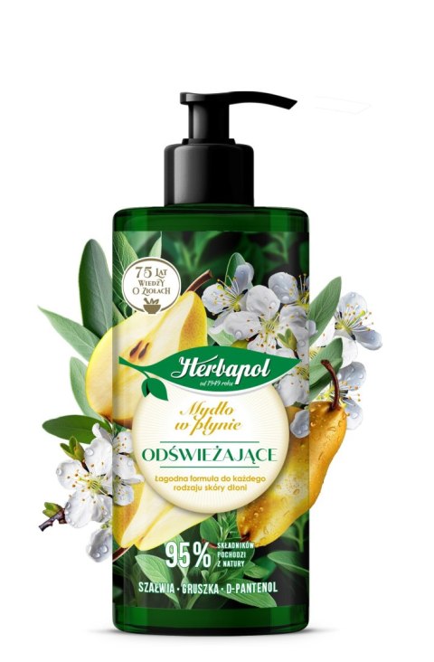 HERBAPOL HERBAPOL Mydło w płynie odświeżające Szałwia, Gruszka, D-pantenol 390 ml
