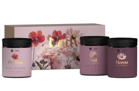 HISKIN HISKIN Pink Blooms Zestaw do pielęgnacji ciała Lady (peeling,masło,sól)
