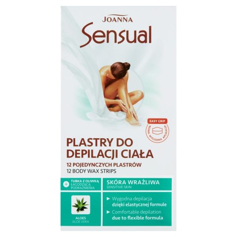 JOANNA JOANNA Sensual Plastry do depilacji ciała skóra wrażliwa Aloes 1 op. - 12 szt.