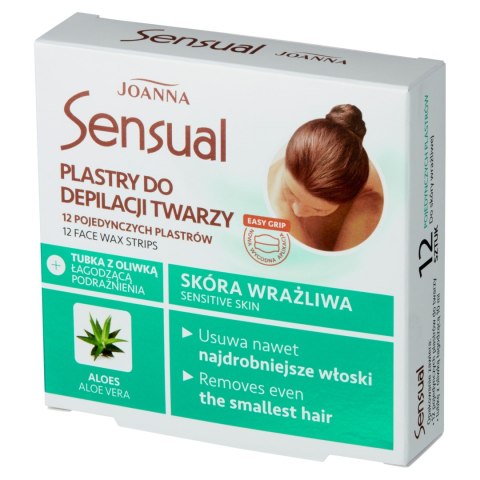 JOANNA JOANNA Sensual Plastry do depilacji twarzy - skóra wrażliwa Aloes 1 op. - 12 sztuk