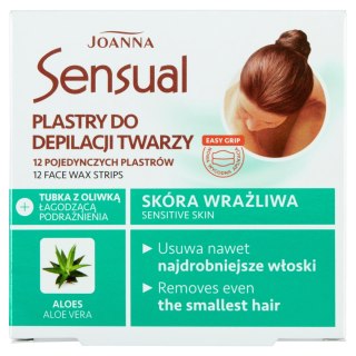 JOANNA JOANNA Sensual Plastry do depilacji twarzy - skóra wrażliwa Aloes 1 op. - 12 sztuk