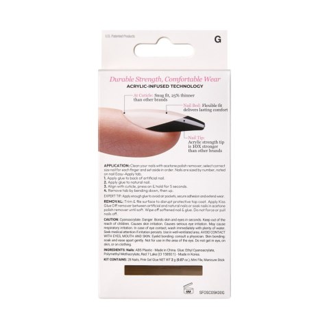 KISS KISS Sztuczne paznokcie na klej Salon Acrylic French, Flame, Black, Short Coffin