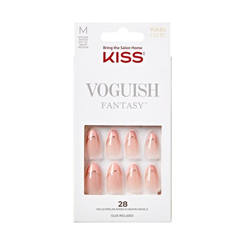 KISS KISS Sztuczne paznokcie na klej Voguish Fantasy French, Pink French Tips, Medium, Almond Shape