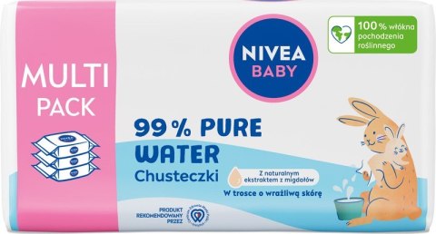 NIVEA NIVEA Baby Chusteczki biodegradowalne 99% Pure Water - opakowanie ekonomiczne 3 x 57 sztuk