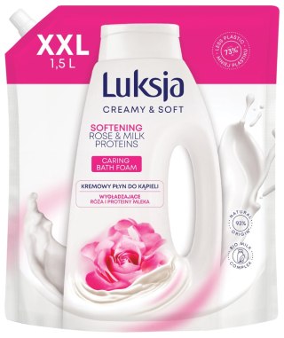 SARANTIS LUKSJA Creamy & Soft Kremowy Płyn do kąpieli Softening - Rose & Protein Milk 1500 ml - zapas