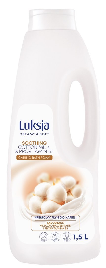 SARANTIS LUKSJA Creamy & Soft Kremowy Płyn do kąpieli Soothing - Cotton Milk & Provitamin B5 1500 ml